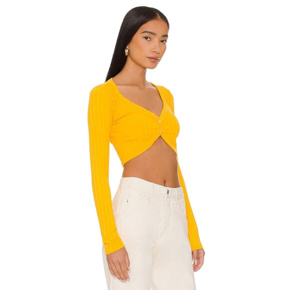 Cotton Citizen Sweaters - New Cotton Citizen Ribbed Capri Cropped Cardigan Yellow Women's Sz Medium